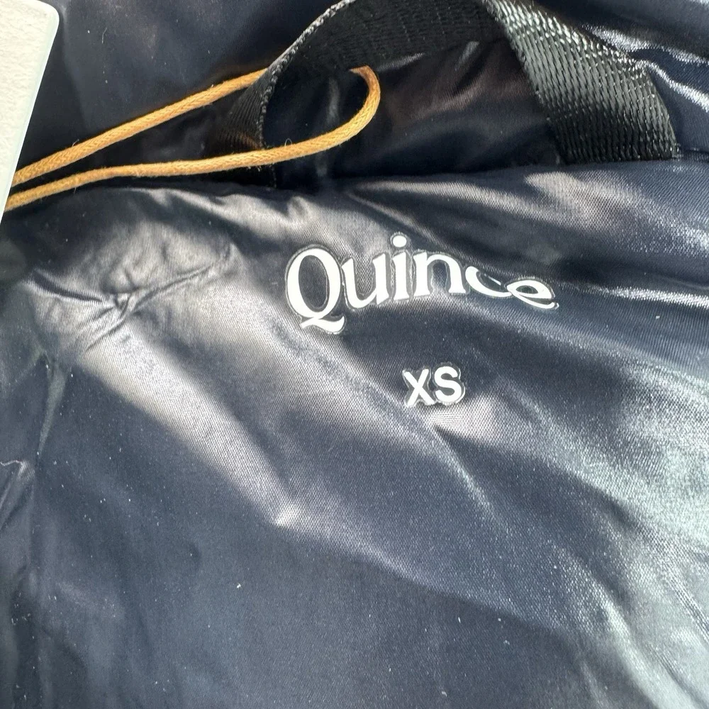 NWT Quince Women's Responsible Down Long Puffer Jacket Hooded Shiny Black Sz XS